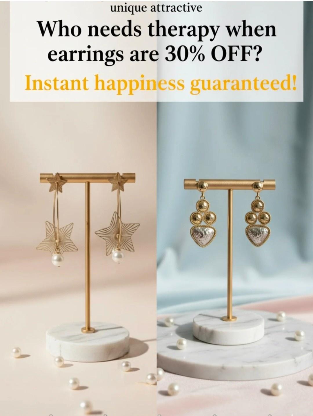 Aesthetic Gold Star & Pearl Drop Earrings by KKUMANISHKA