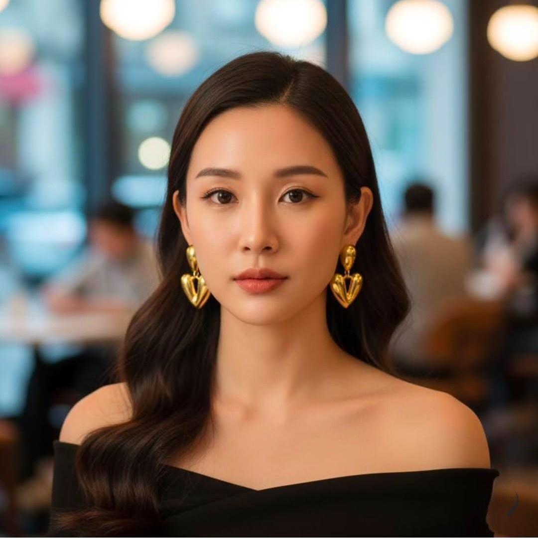 Gold Heart Statement Drop Earrings by KKUMANISHKA