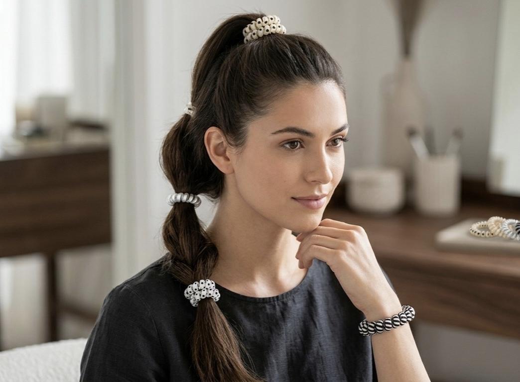 Premium Telephone Cord Hair Ties Set by KKUMANISHKA