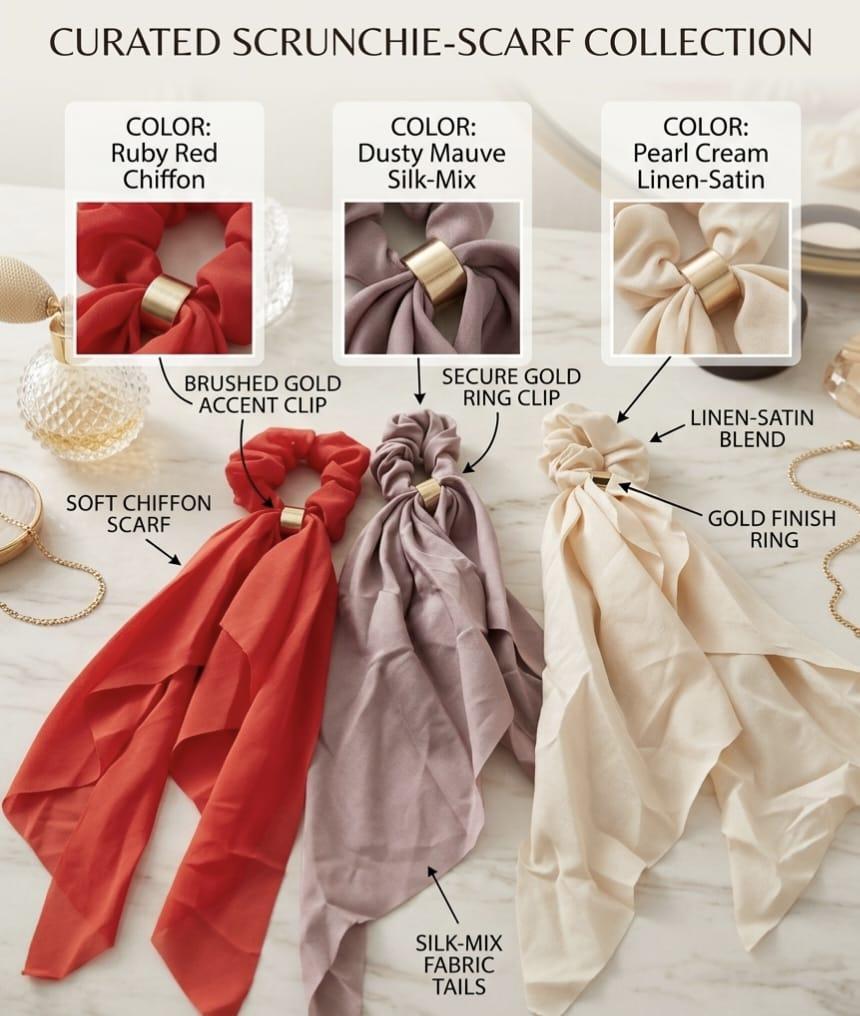 Luxe Scarf Scrunchie Collection by KKUMANISHKA