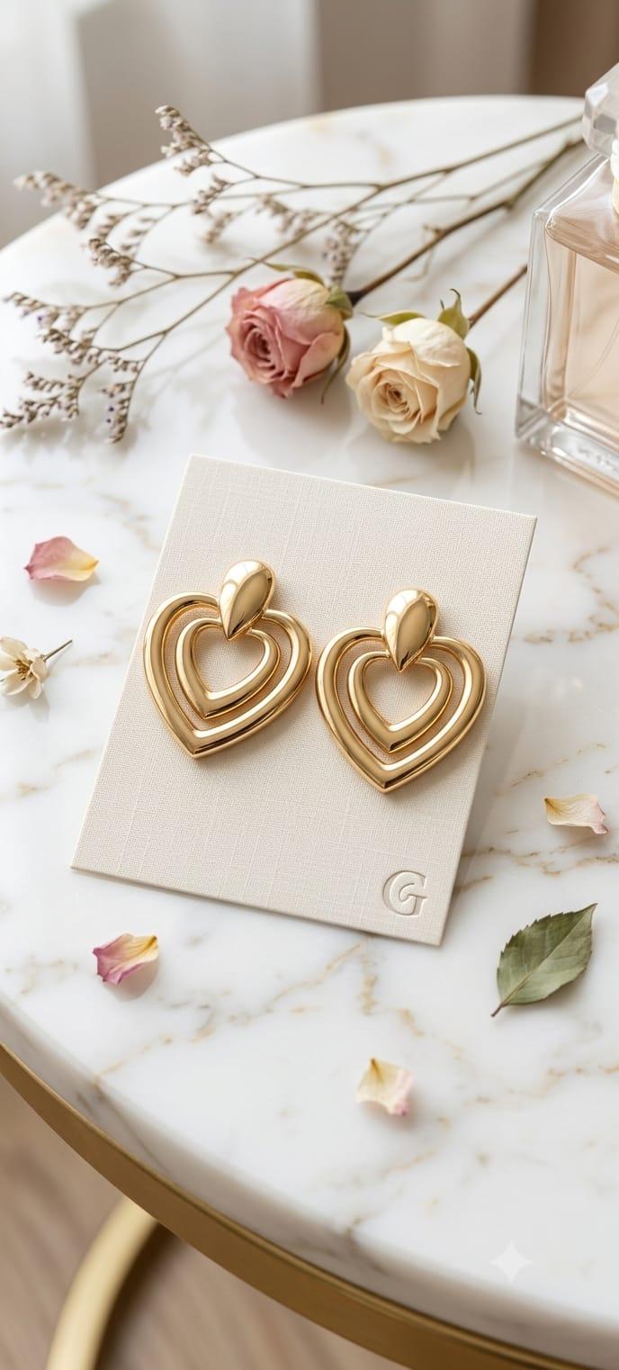 Lumière Heart Drop Earrings by KKUMANISHKA